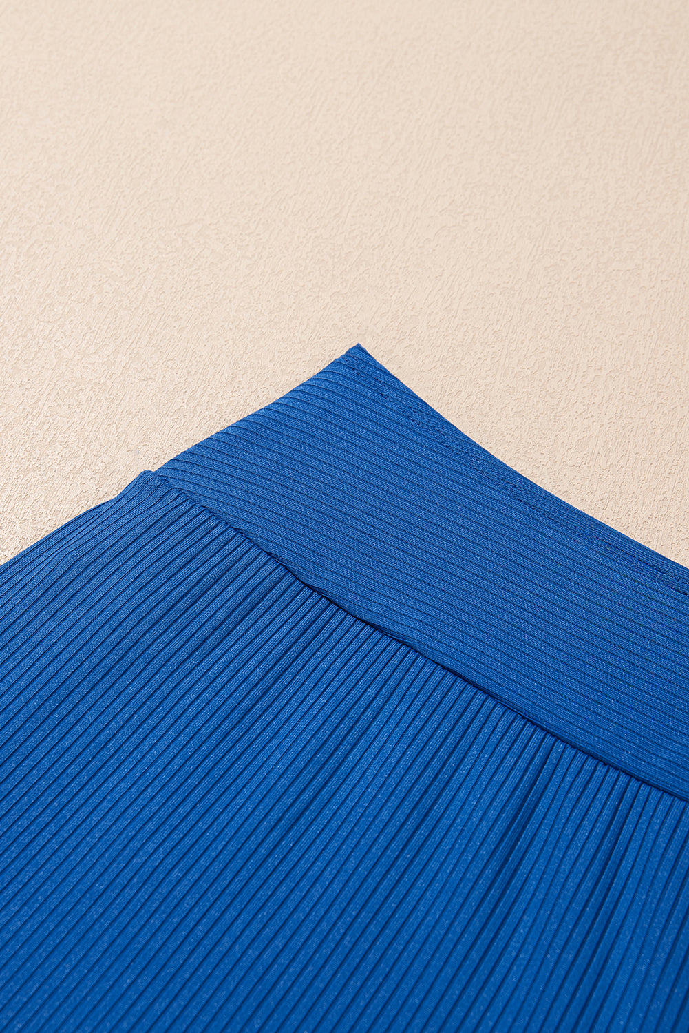 Solid Ribbed Knit Tankini & Skort Swim Set