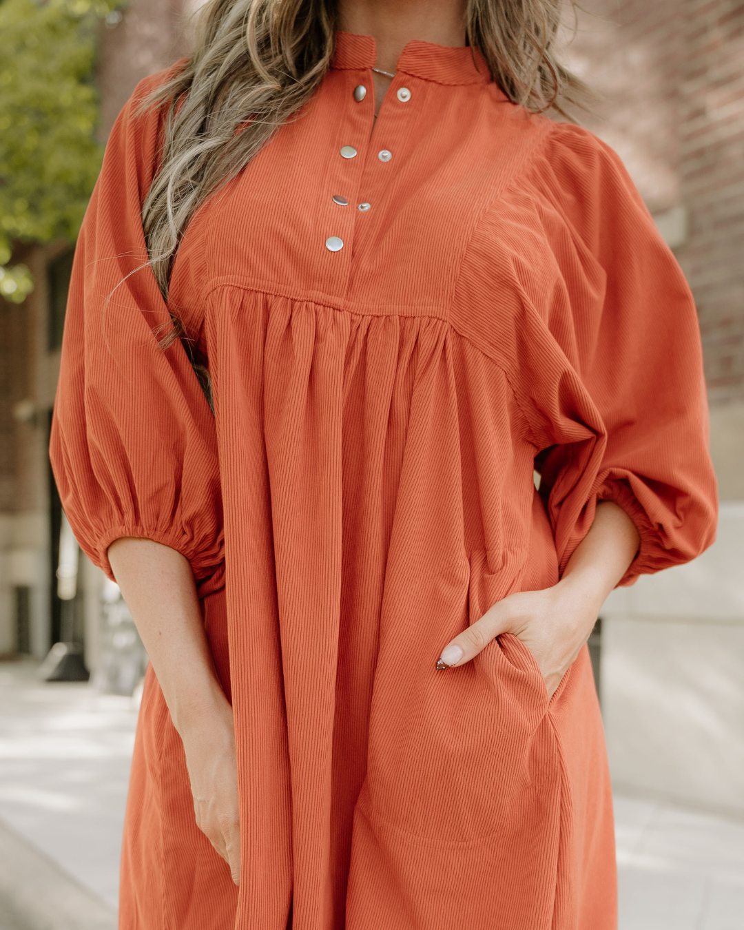 Sutton Corduroy Dress - Rust