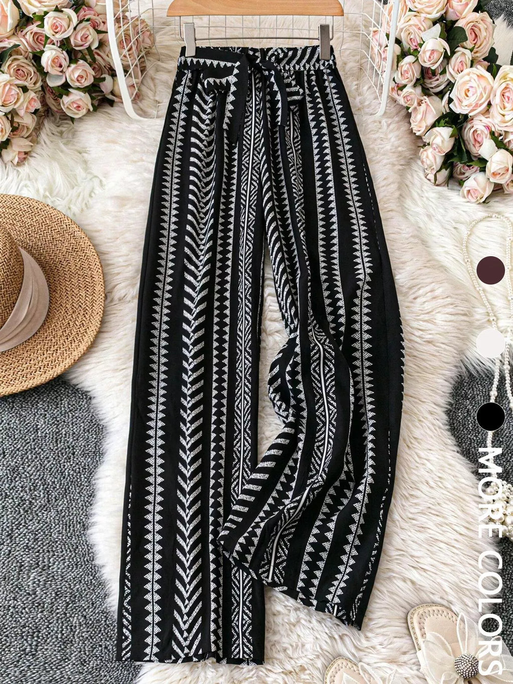 Boho Print Wide Leg Pants