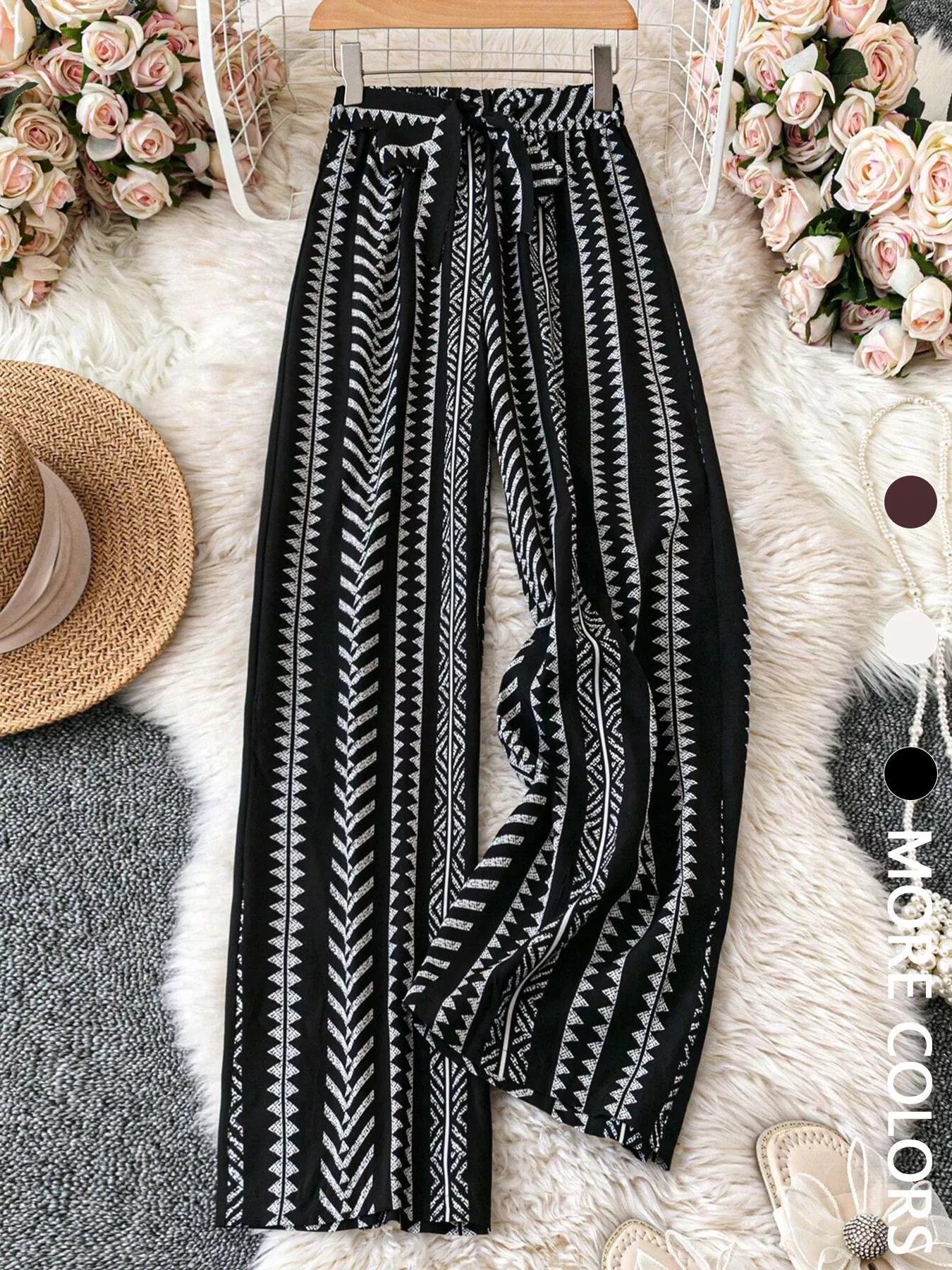 Boho Print Wide Leg Pants