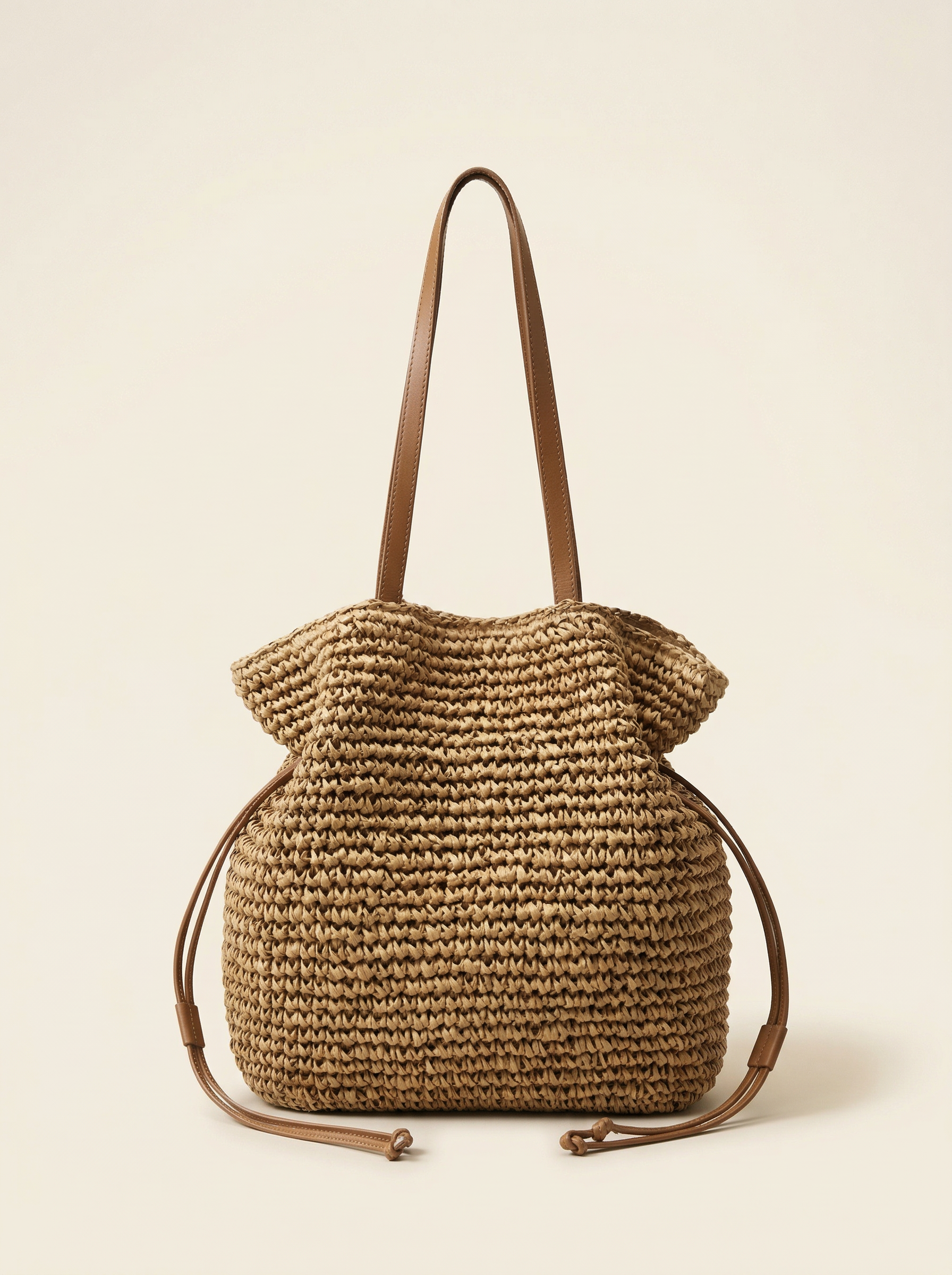 Artisanal Hand-Crocheted Straw Bucket Bag