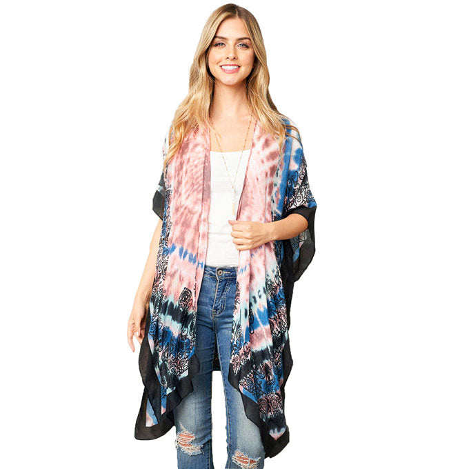 Tie Dye Boho Printed Cover Up Kimono Poncho