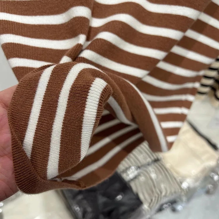 Half Turtleneck Pullover Striped Sweater (FREE SHIPPING)