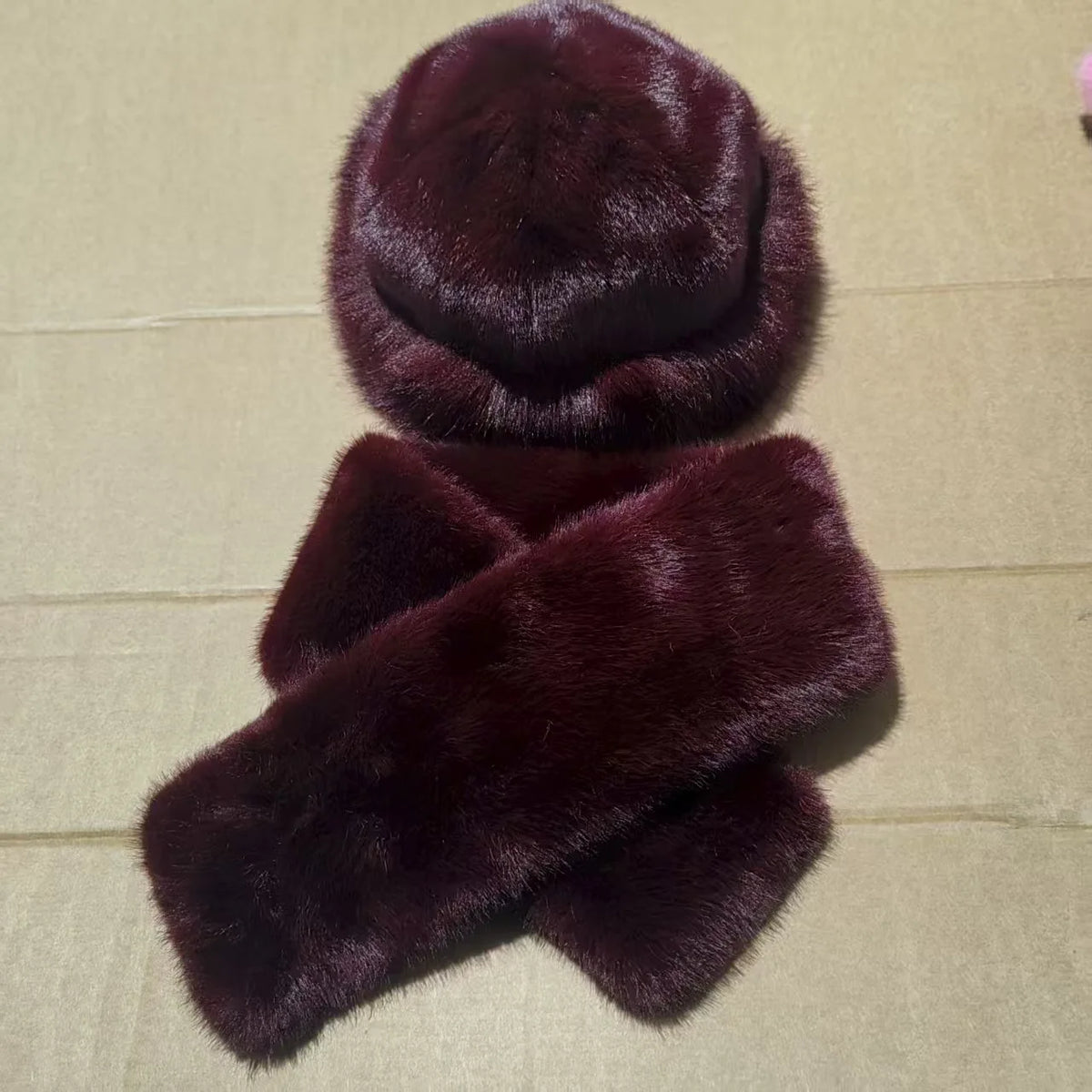 Faux Fur Bucket Hat & Scarf Set – Plush Winter Matching Set for Women
