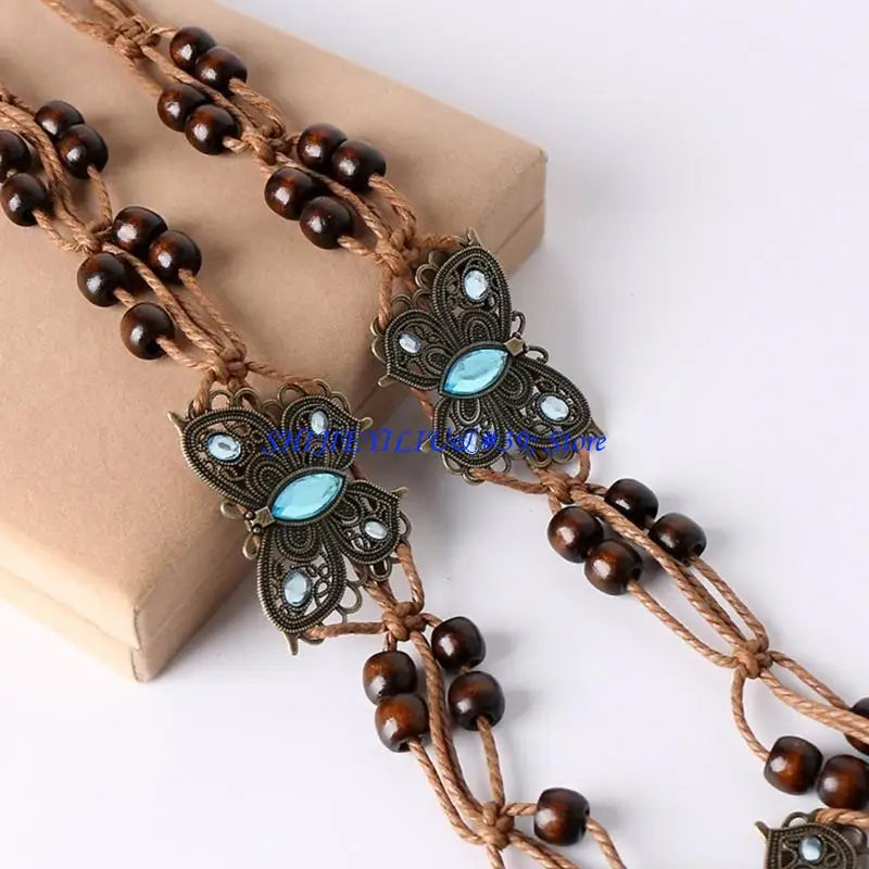 Beaded Butterflies Vintage Tassel Waist Belt (FREE SHIPPING)