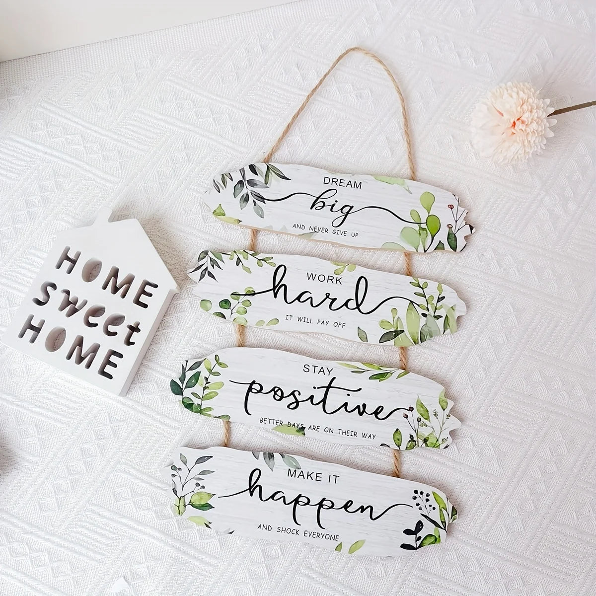 1pc Rustic Wooden Inspirational Hanging Festive Decor