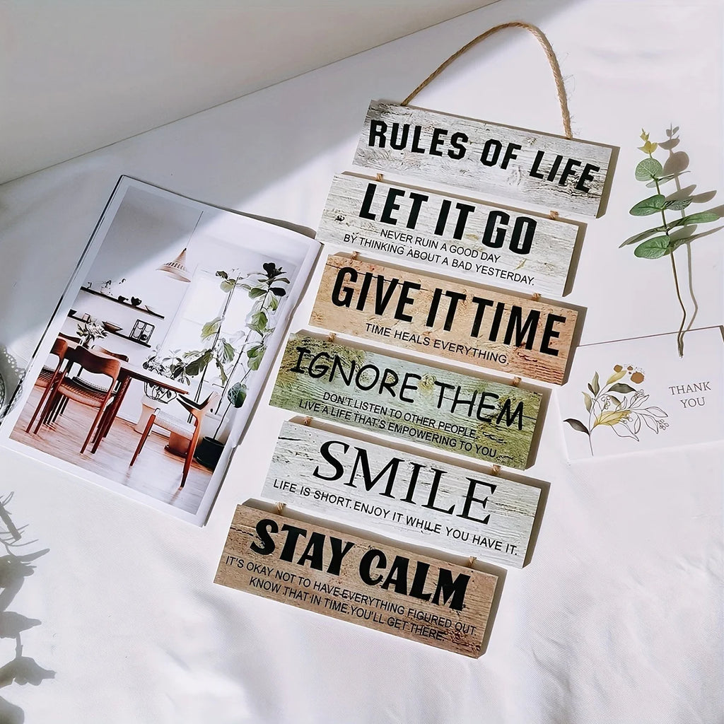 1pc Rustic Wooden Inspirational Hanging Festive Decor