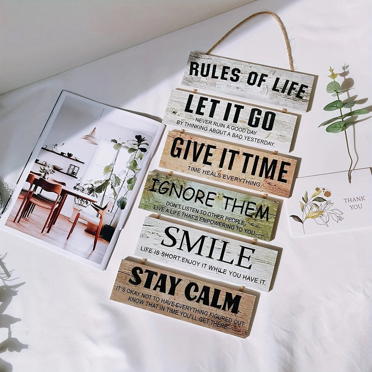 1pc Rustic Wooden Inspirational Hanging Festive Decor