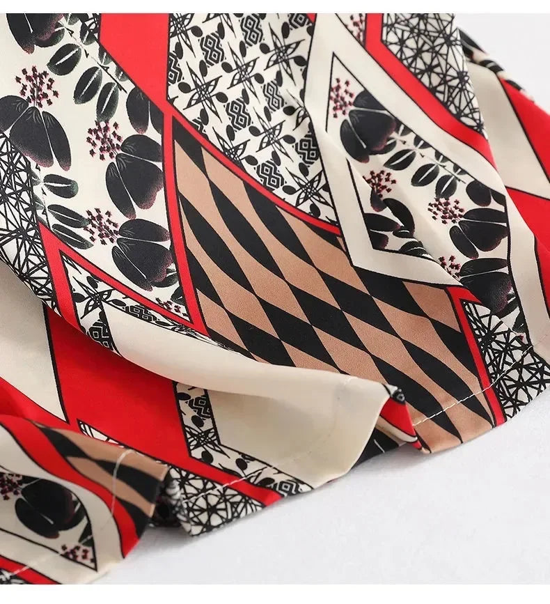 Plus Size Women's Silk Satin Print Blouse (FREE SHIPPING)