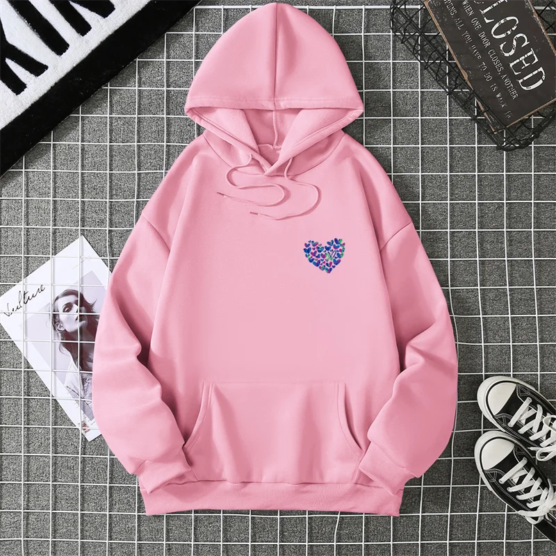 A Simple Depiction Of Love Printed Women Hooded Graphic Funny Hoodies O-Neck Loose Casual Tops Sport Street Fashion Sweatshirt