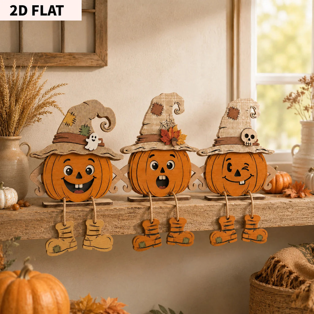 2D Flat, Halloween Decor Autumn Wooden Decorative Plaques