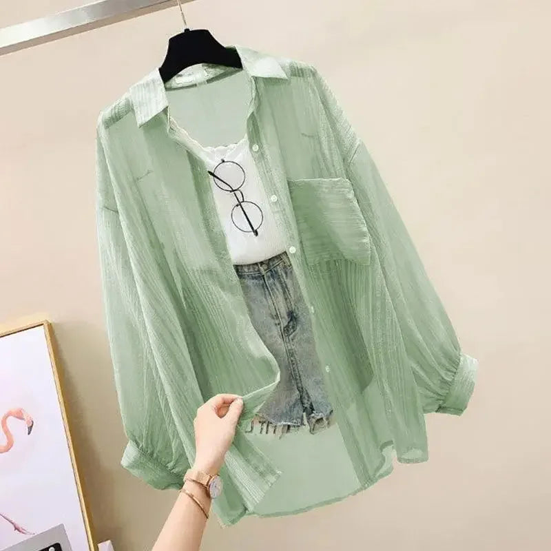 Women's Lightweight Chiffon Blouse – Elegant, Flowy, Dressy Casual