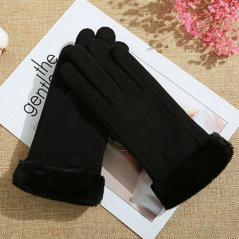 Women's Suede Touchscreen Gloves – Warm, Soft, Winter-Ready