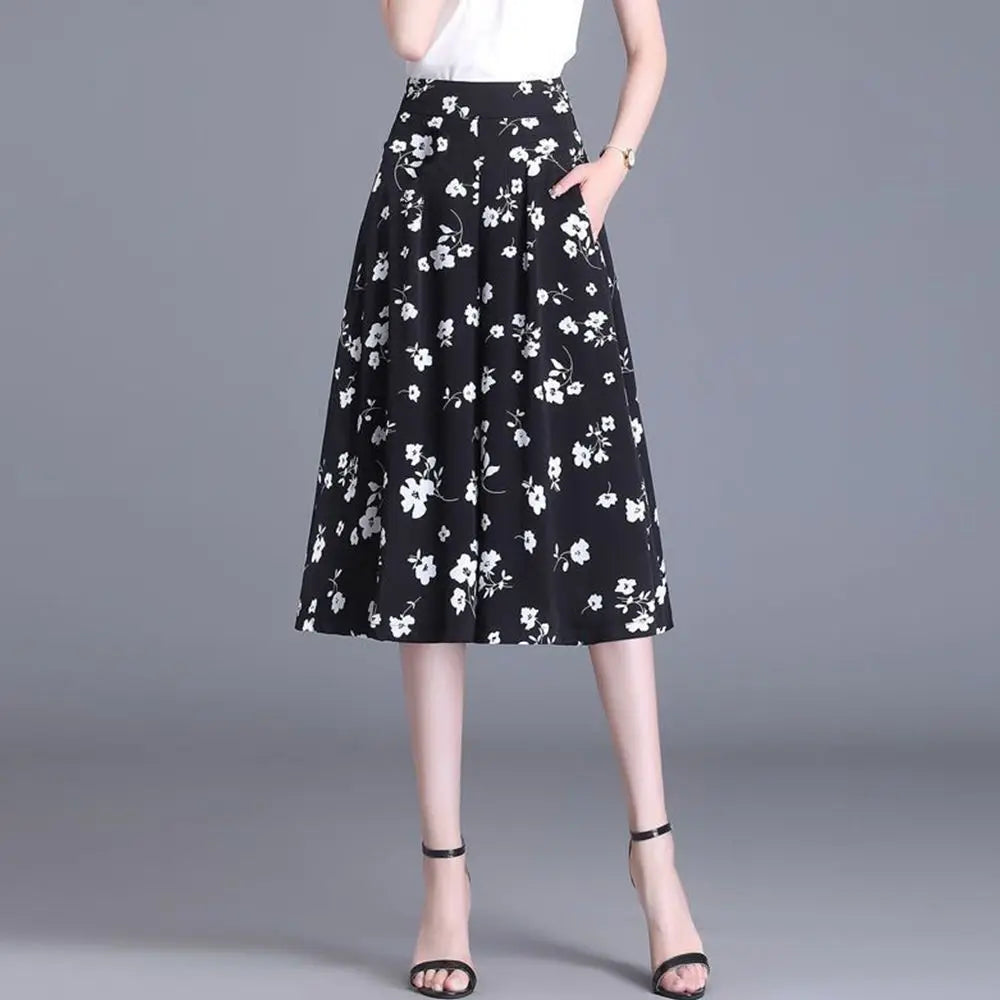 2023 New Summer Fashion Printing High Waist Wide Leg Pants Ladies Office Lady Geometric Elastic Waist Trousers Women Clothing