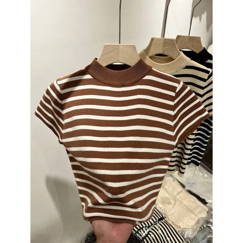 Half Turtleneck Pullover Striped Sweater (FREE SHIPPING)