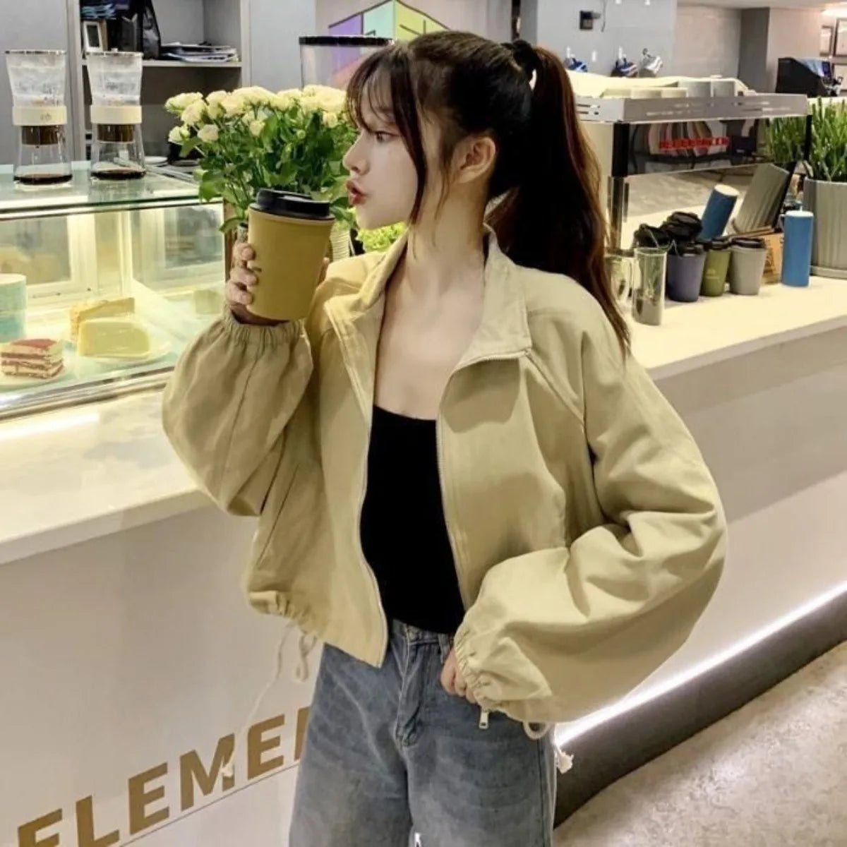 Clothes for Thin Style Women Sweatshirts Y2k Sweatshirt Solid Color Zip Hoodie Clothing Female Versatile Trend Streetwear