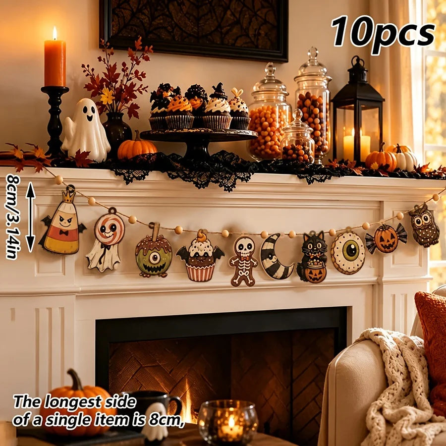 10 vintage Halloween wooden banners