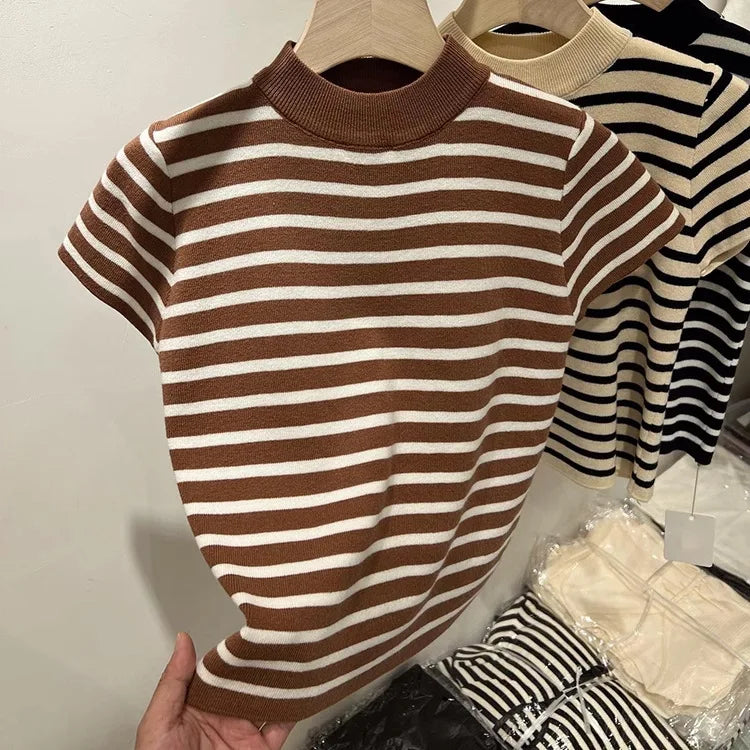 Half Turtleneck Pullover Striped Sweater (FREE SHIPPING)