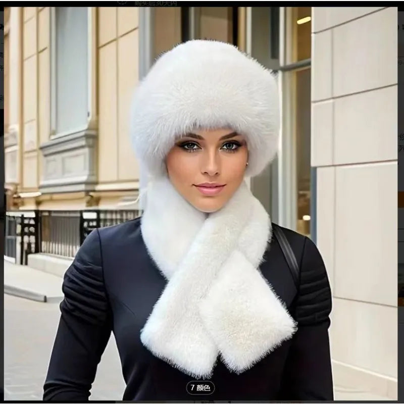 Faux Fur Bucket Hat & Scarf Set – Plush Winter Matching Set for Women
