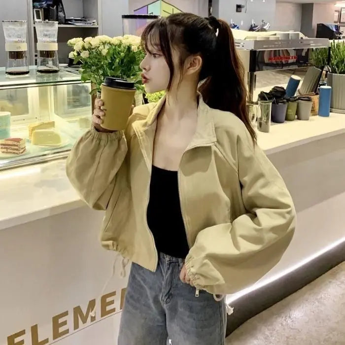 Clothes for Thin Style Women Sweatshirts Y2k Sweatshirt Solid Color Zip Hoodie Clothing Female Versatile Trend Streetwear
