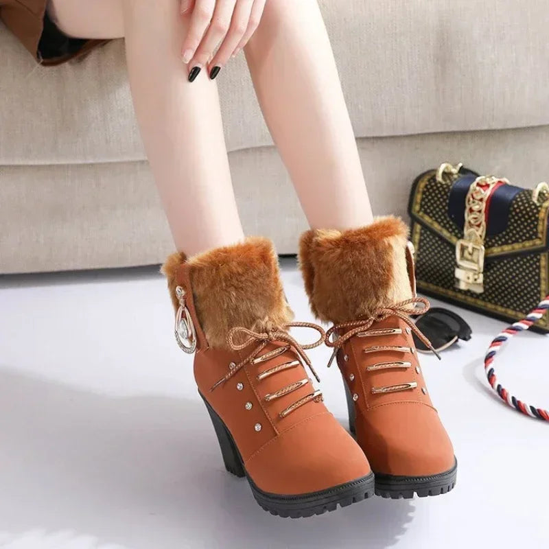 Suede Women Boots Winter Designer High Heels Shoes for Women (FREE SHIPPING)