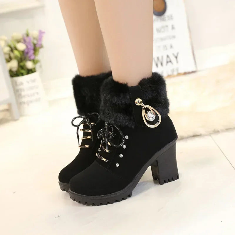 Suede Women Boots Winter Designer High Heels Shoes for Women (FREE SHIPPING)