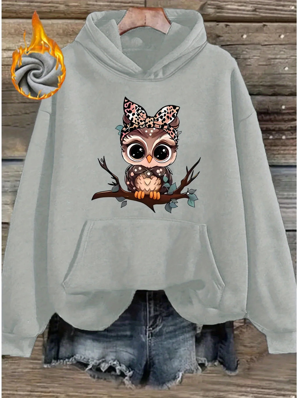 2025 Autumn and Winter Women's Cute Cartoon Owl Hoodie Comfortable Pullover Fashion Autumn and Winter Casual Sweatshirt Pattern