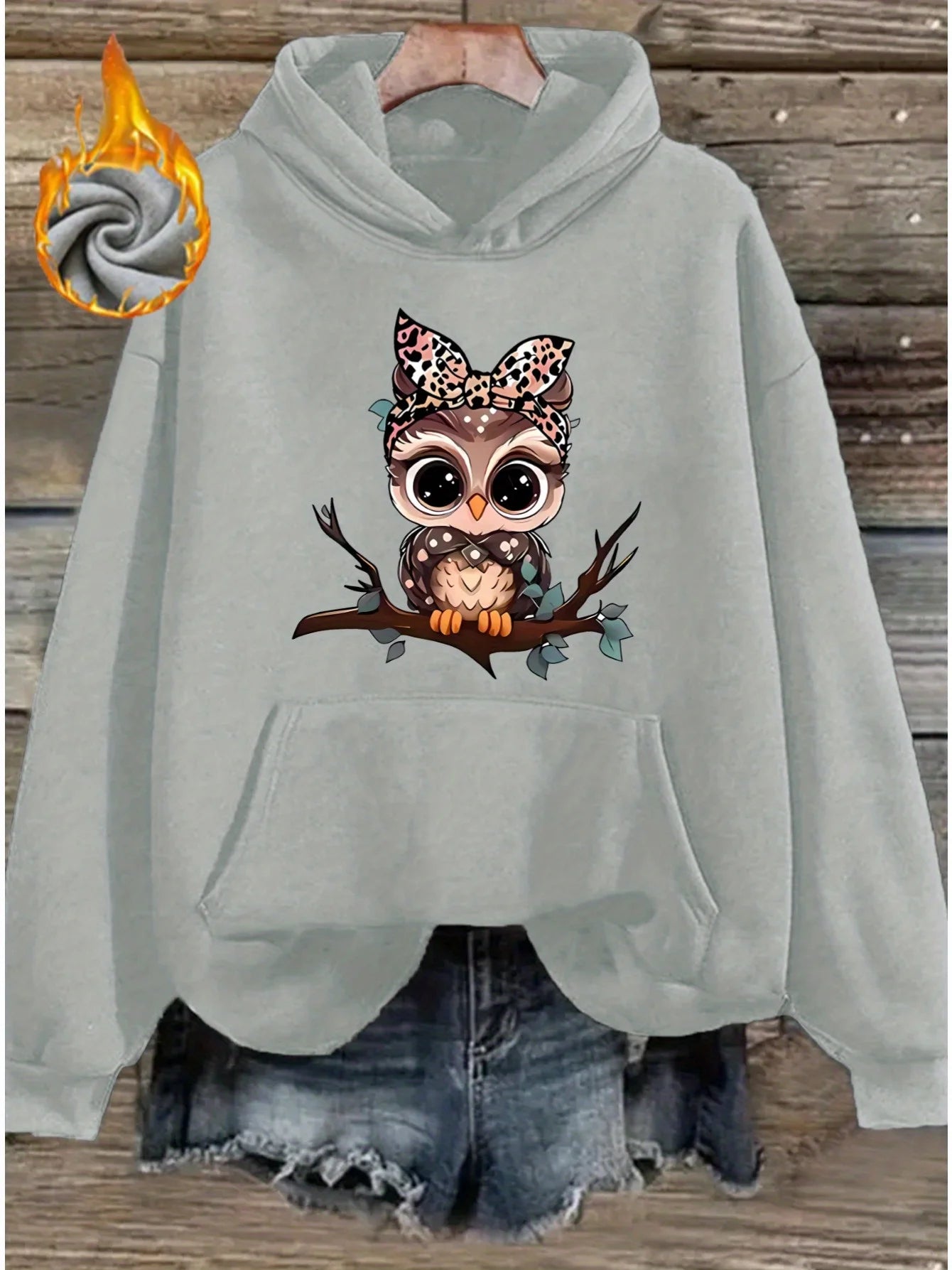 2025 Autumn and Winter Women's Cute Cartoon Owl Hoodie Comfortable Pullover Fashion Autumn and Winter Casual Sweatshirt Pattern