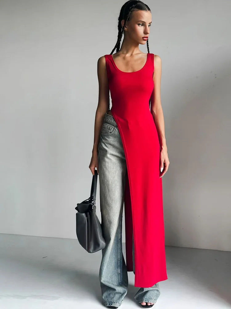 Women's High-Split Midi Dress – Sleek, Daring & Effortlessly Sexy