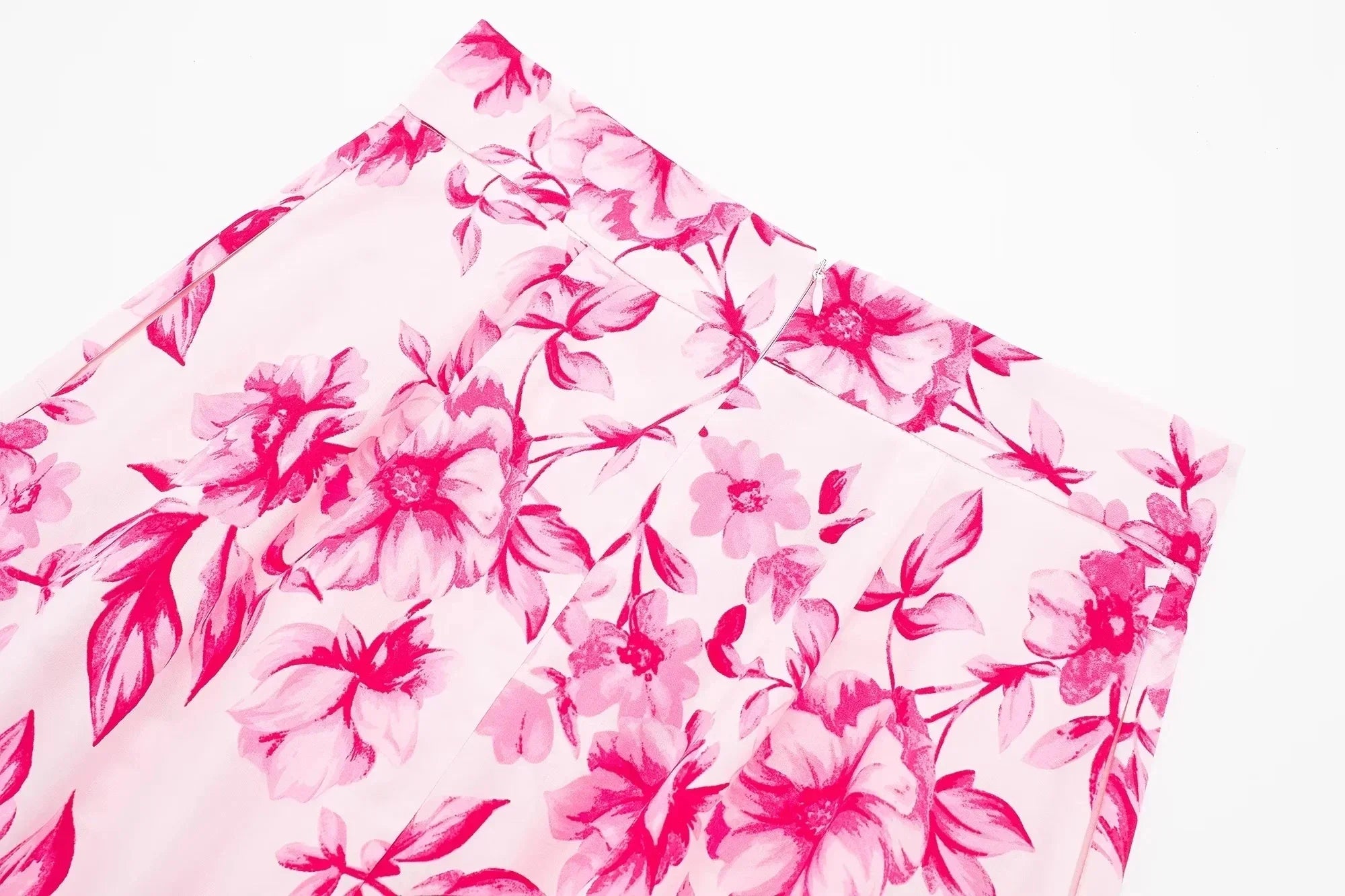 Sweet Pink Floral Print, Pleated Skirt (FREE SHIPPING)