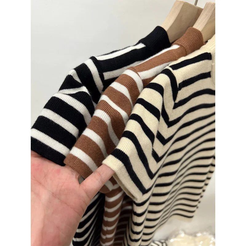 Half Turtleneck Pullover Striped Sweater (FREE SHIPPING)