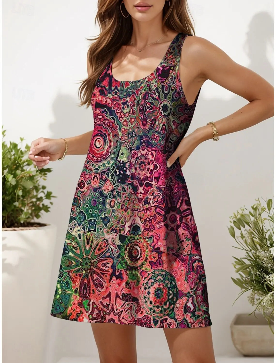 Women's Sleeveless Abstract Print Mini Dress – Artsy, Bold & Summer Chic