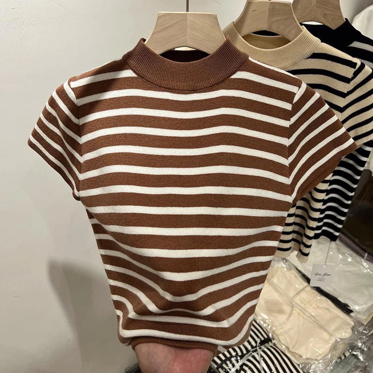Half Turtleneck Pullover Striped Sweater (FREE SHIPPING)