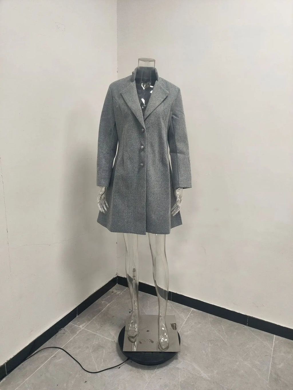 Wool Coat Jacket Women Woolen Outerwear Single Breasted Turn Down Collar Slim Mid Length Overcoat Office Lady Autumn Winter 2025