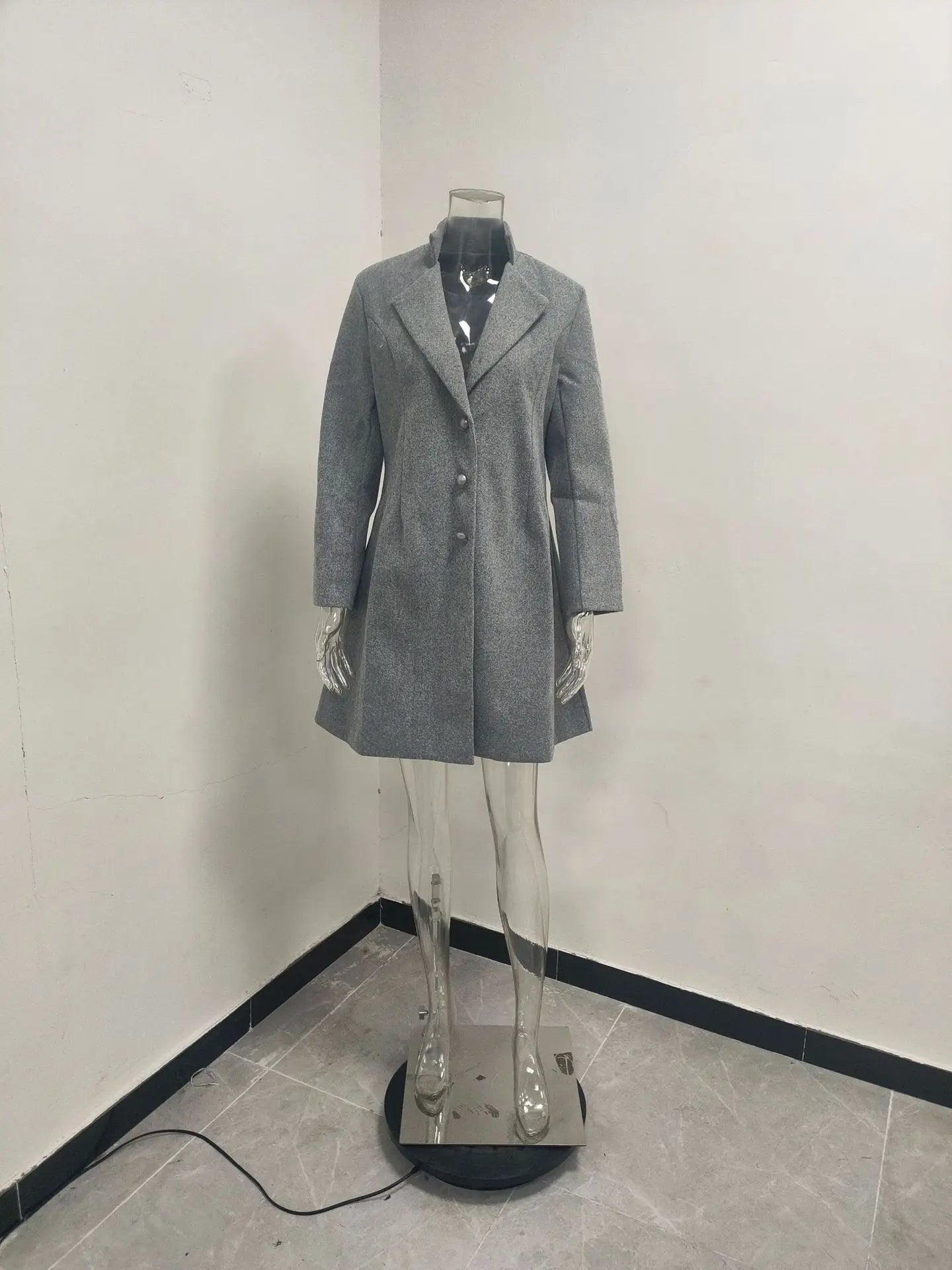 Wool Coat Jacket Women Woolen Outerwear Single Breasted Turn Down Collar Slim Mid Length Overcoat Office Lady Autumn Winter 2025