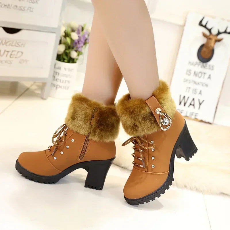 Suede Women Boots Winter Designer High Heels Shoes for Women (FREE SHIPPING)