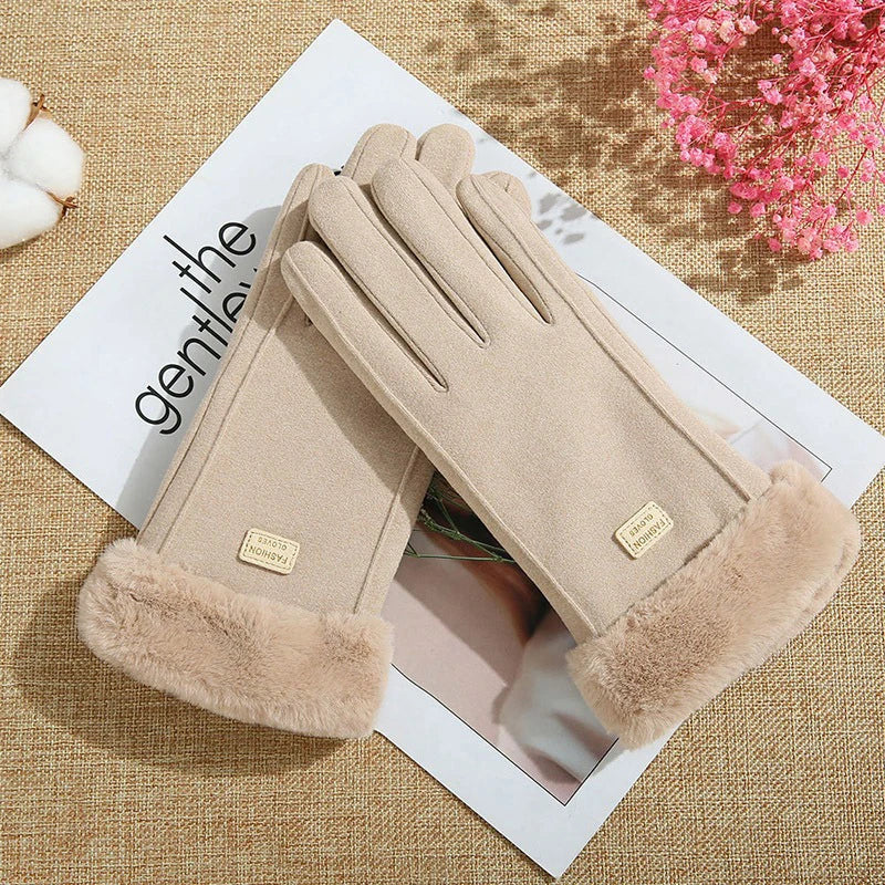 Women's Suede Touchscreen Gloves – Warm, Soft, Winter-Ready