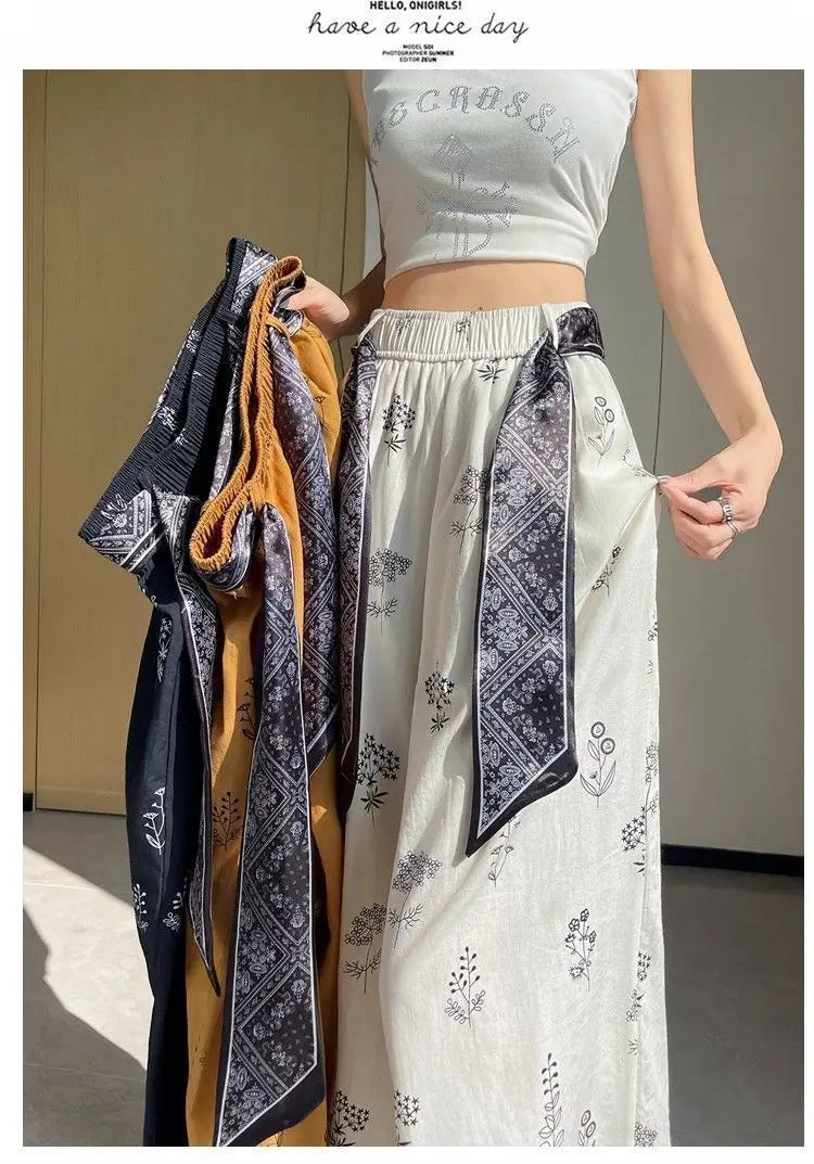 Women's Retro Comfortable Pants Printed Thin Office Lady Fashion New Arrival Trendy Breathable