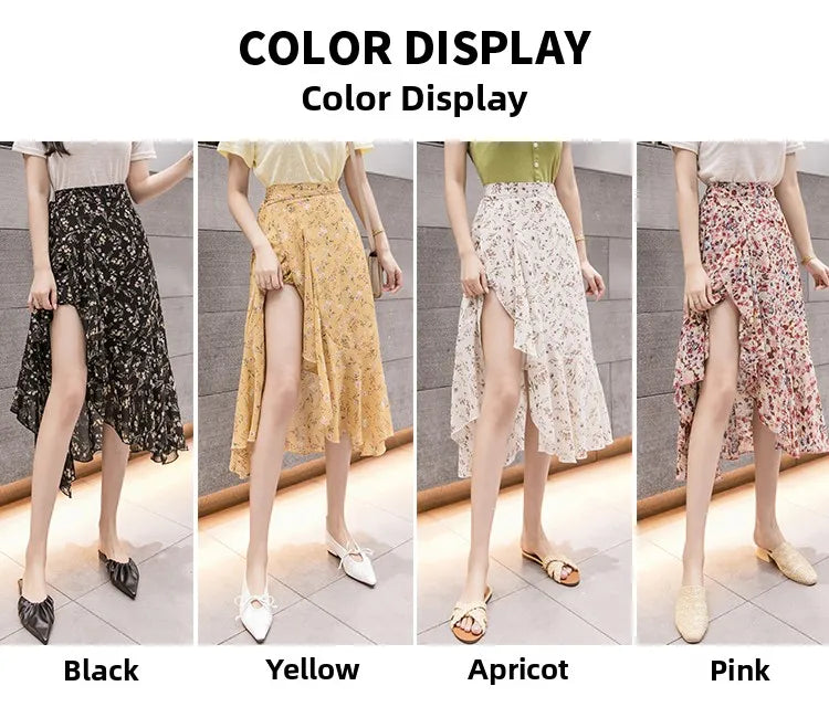 Summer Beach Skirt for Women Floral Print Gown