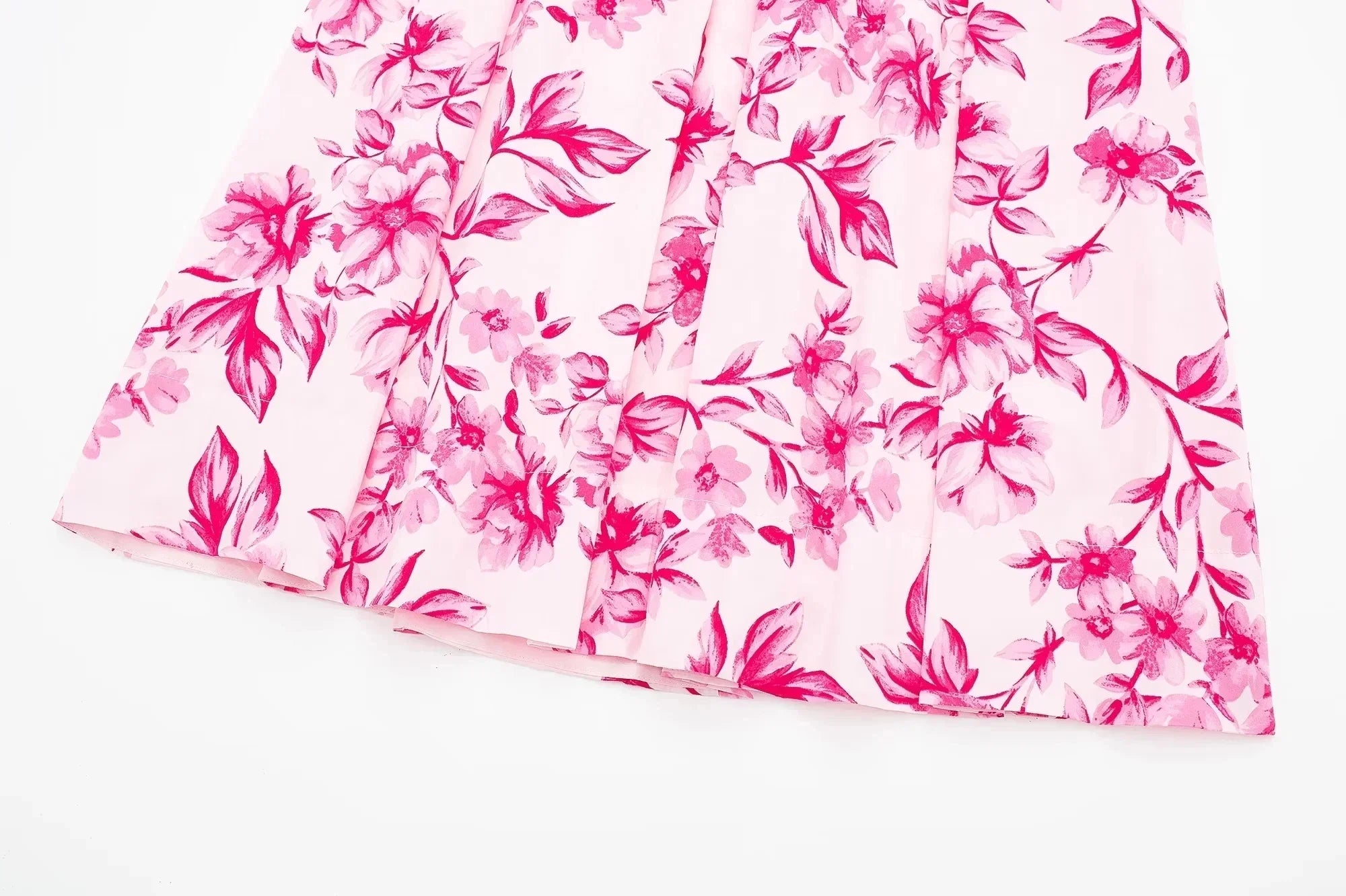 Sweet Pink Floral Print, Pleated Skirt (FREE SHIPPING)