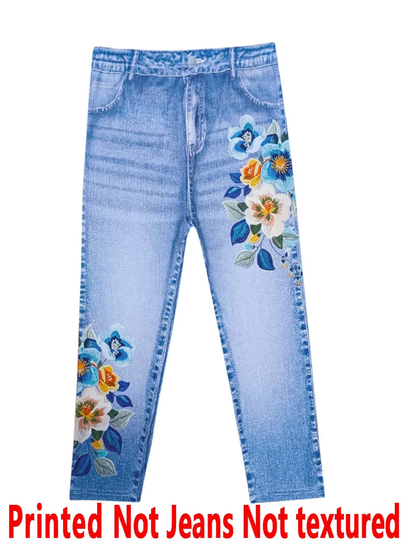 8233 [Printed Pants - Not Denim Fabric] Printed Legging - Not Denim Fabric, Not Textured, New Women's Capri Leggings,