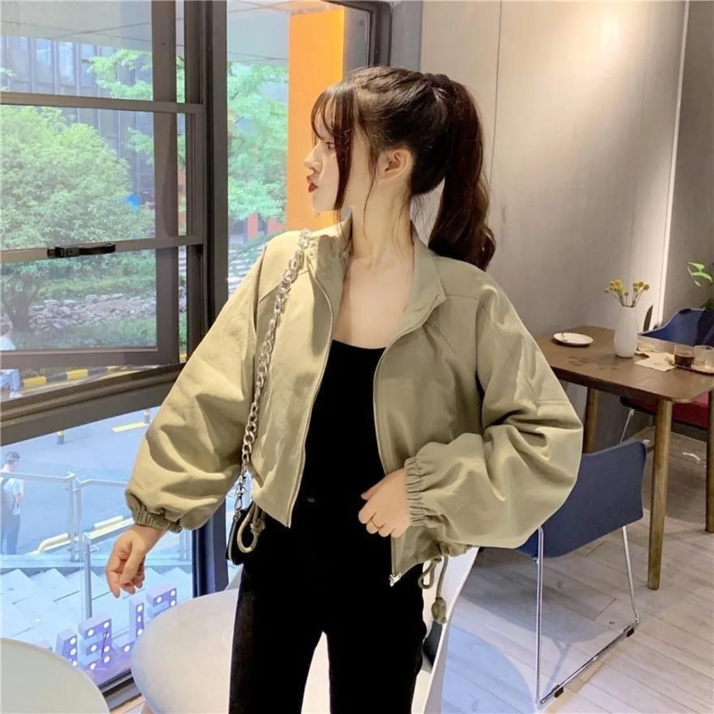 Clothes for Thin Style Women Sweatshirts Y2k Sweatshirt Solid Color Zip Hoodie Clothing Female Versatile Trend Streetwear