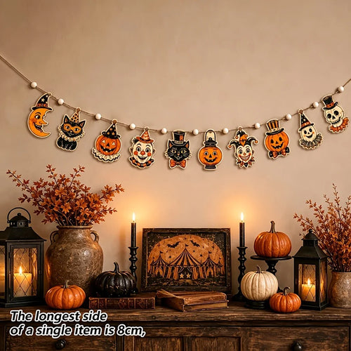10 vintage Halloween wooden banners