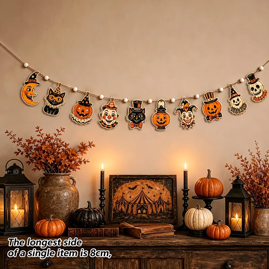 10 vintage Halloween wooden banners