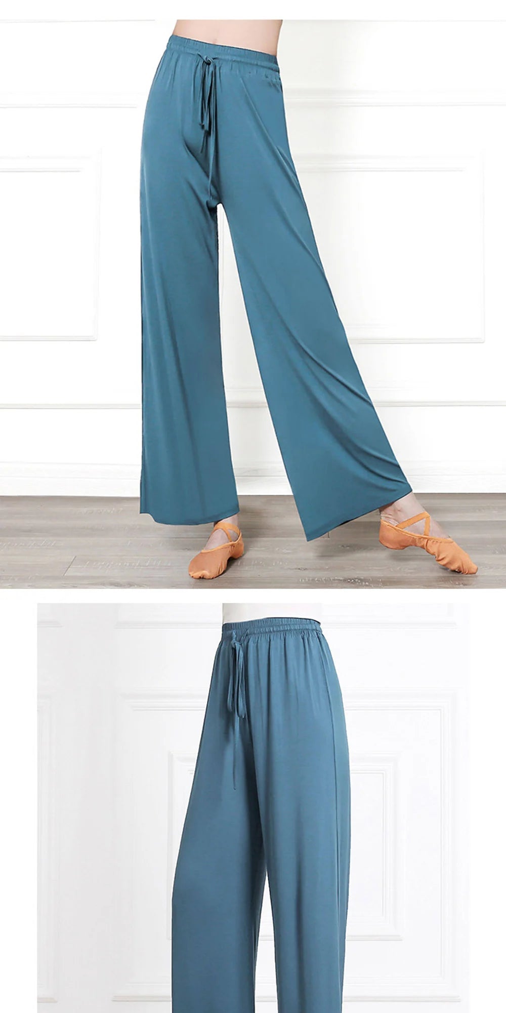 Women's soft ice silk wide leg pants High waist loose comfortable straight leg casual pants suitable for outdoor black pants