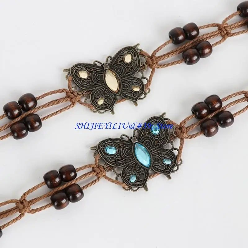 Beaded Butterflies Vintage Tassel Waist Belt (FREE SHIPPING)