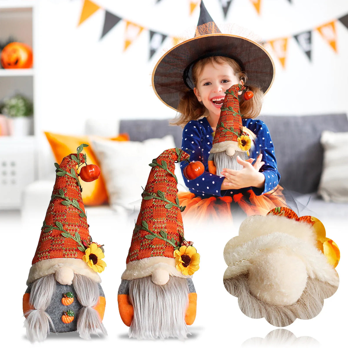 Fall Gnome Pumpkin Maple Sunflower Harvest
