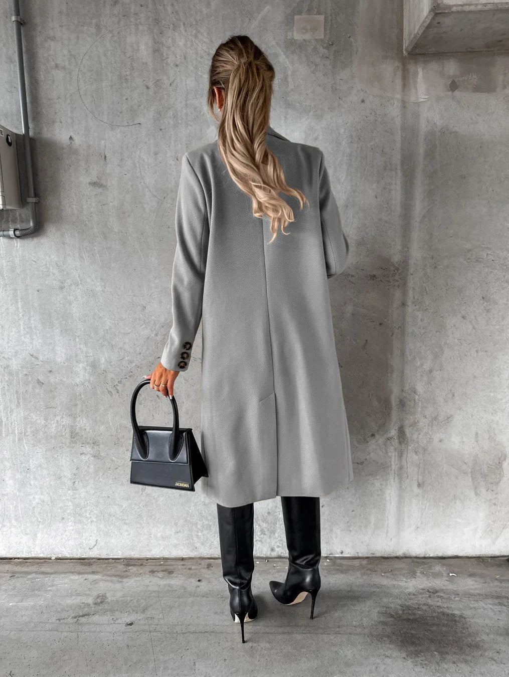 Women Wool Coats Long Jacket Double Breasted Turn Down Collar Woolen Overcoat Autumn Winter Vintage Office Lady Outerwear
