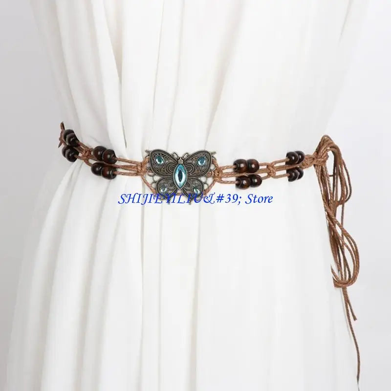 Beaded Butterflies Vintage Tassel Waist Belt (FREE SHIPPING)