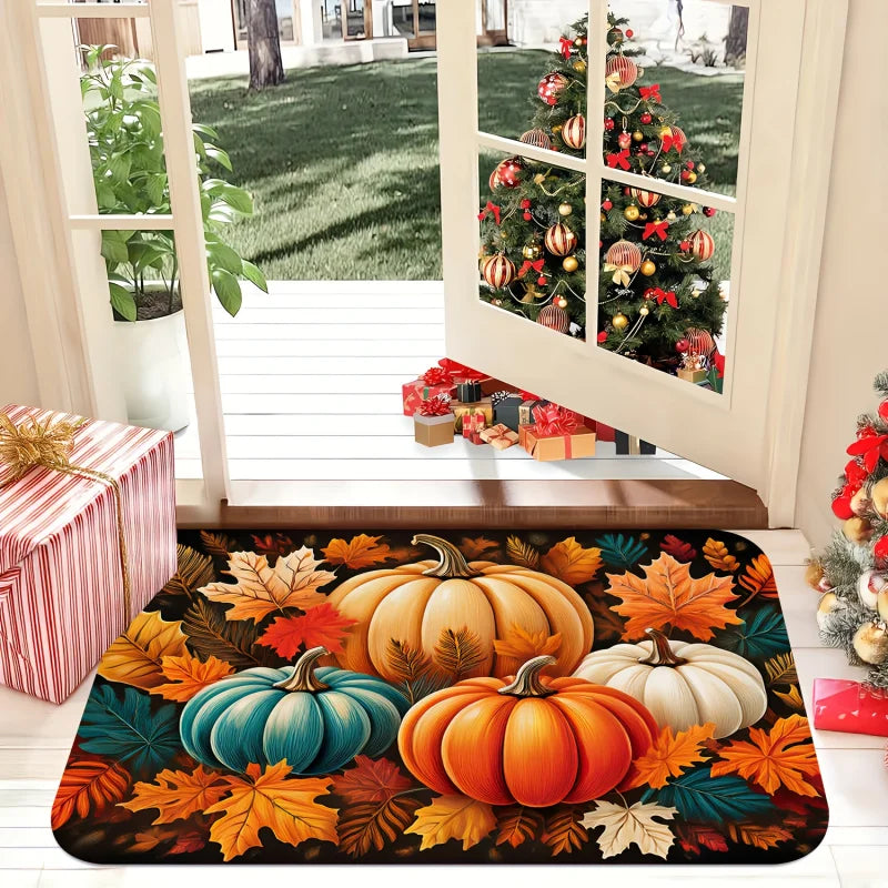 Fall Pumpkin Welcome Mat Indoor Outdoor Doormat